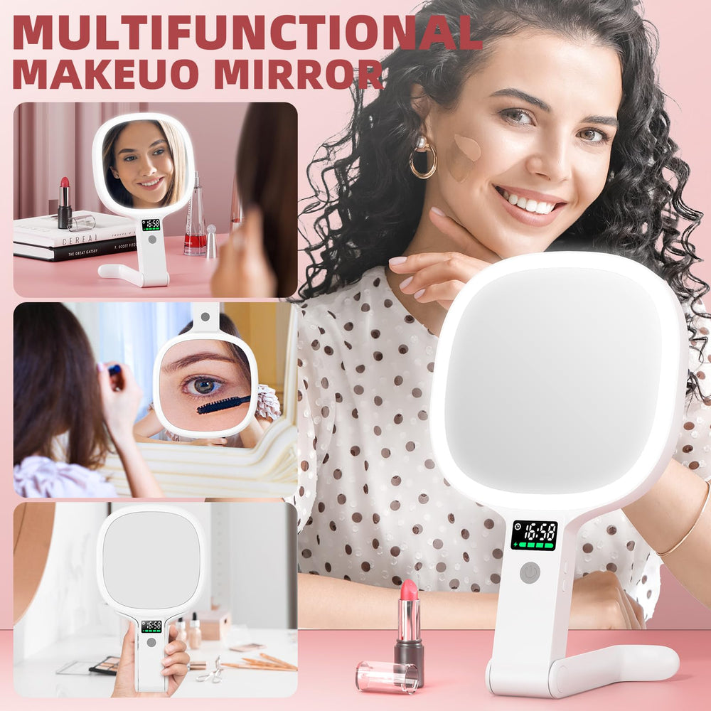 Alovely travel makeup mirror rechargeable battery supports cordless use and long sessions.