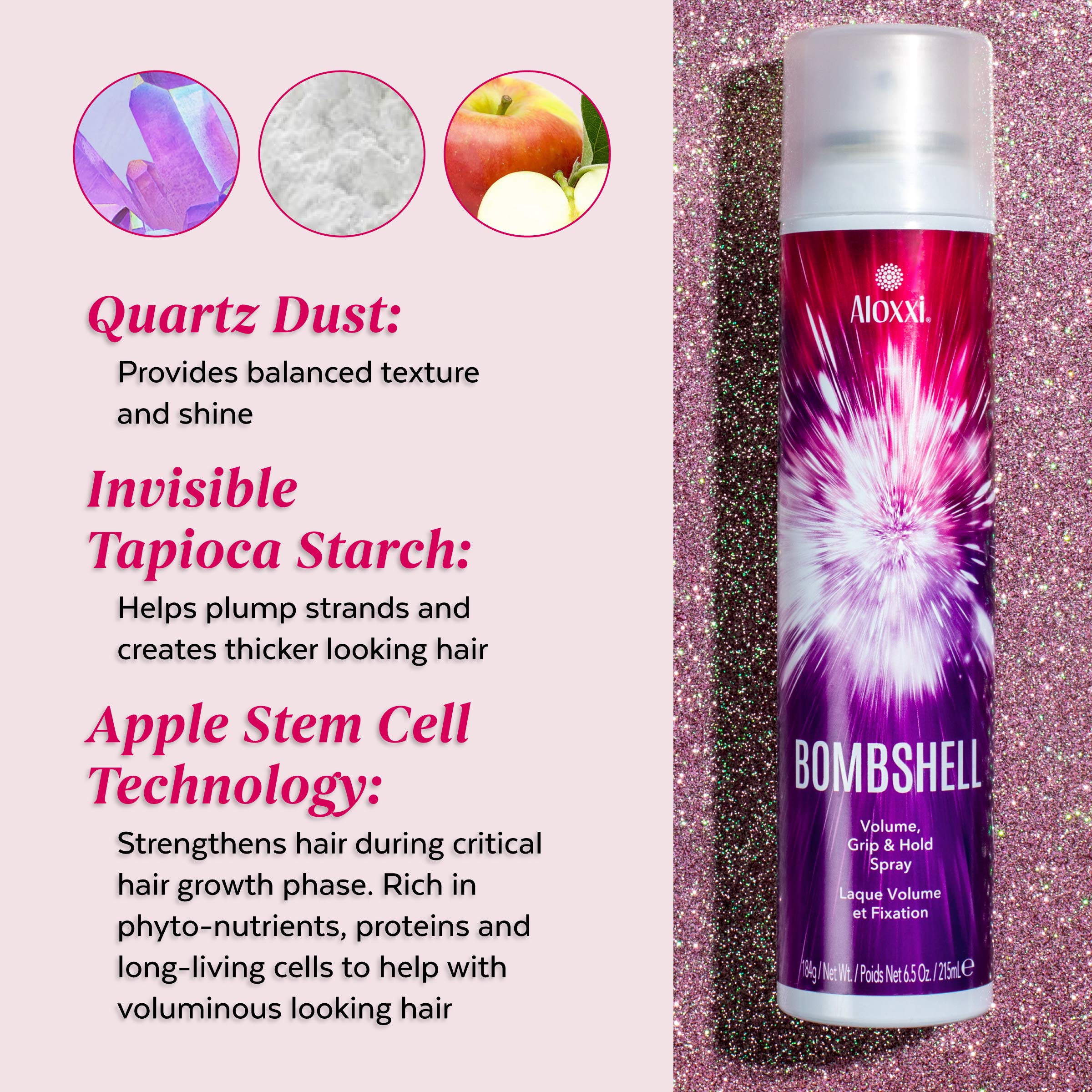 ALOXI Bombshell quartz dust texture delivers balanced grip and shine.