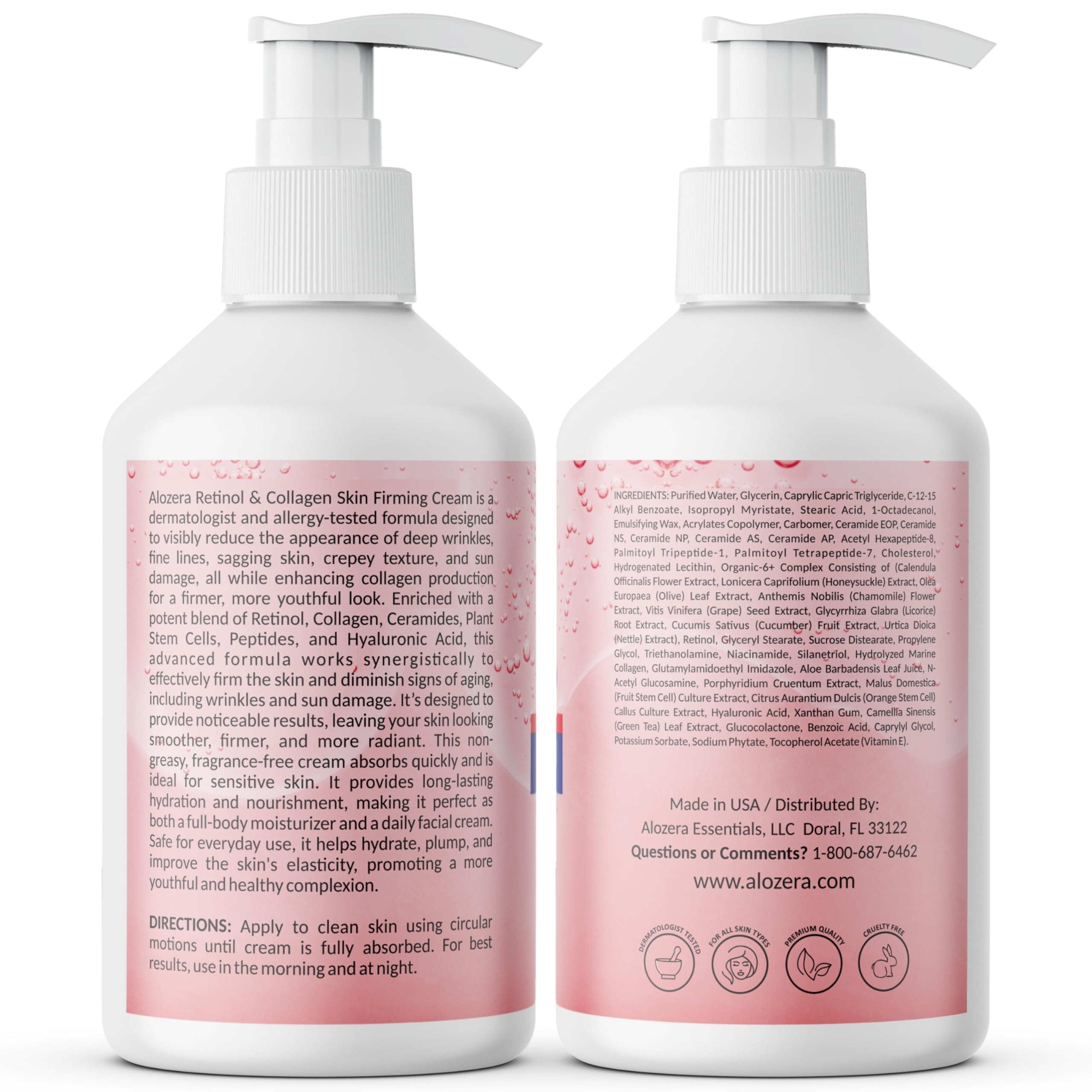 Alozera fragrance-free skincare label on packaging for sensitive-skin use