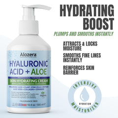 Alozera Hyaluronic Acid Body Lotion bottle demonstrates easy-to-use daily moisturizer for sensitive skin