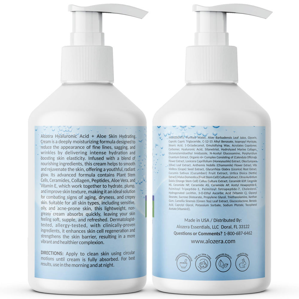 Alozera fragrance-free label emphasizes hypoallergenic, dermatologist-friendly, daily-use potential