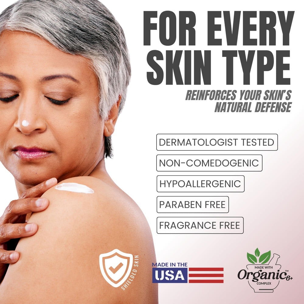 Alozera organic ingredients label on fragrance-free moisturizer