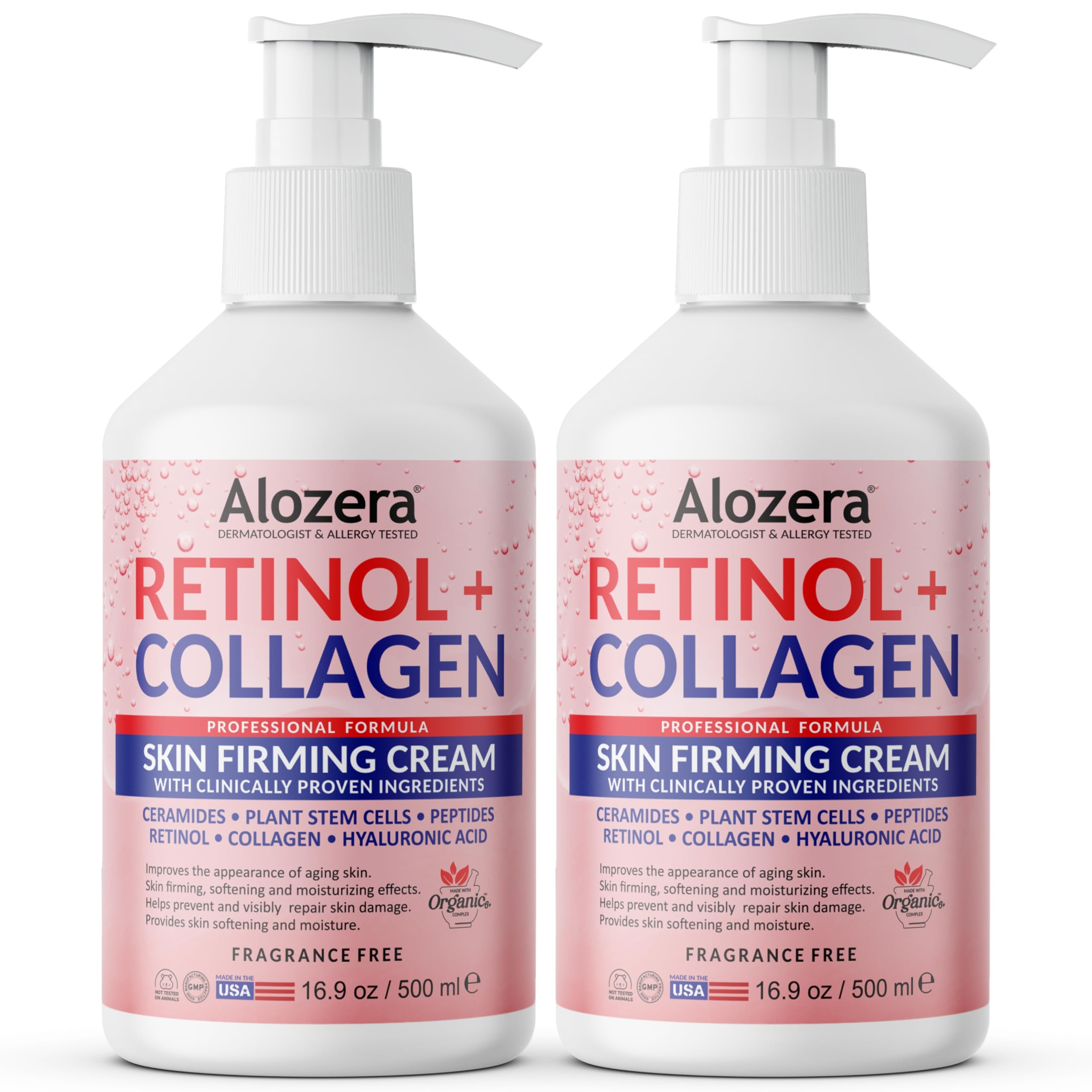 Alozera skin firming retinol lotion bottle with pump for daily body care