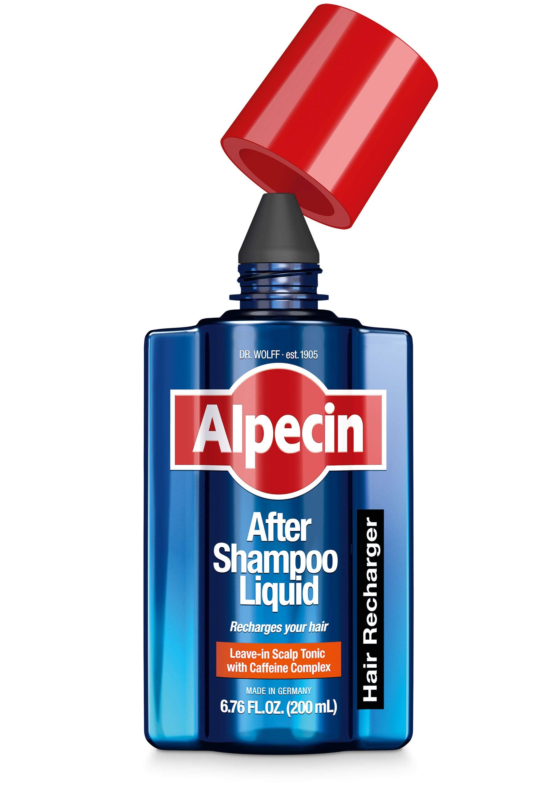 Alpecin after-shampoo regimen banner communicating complete hair care routine