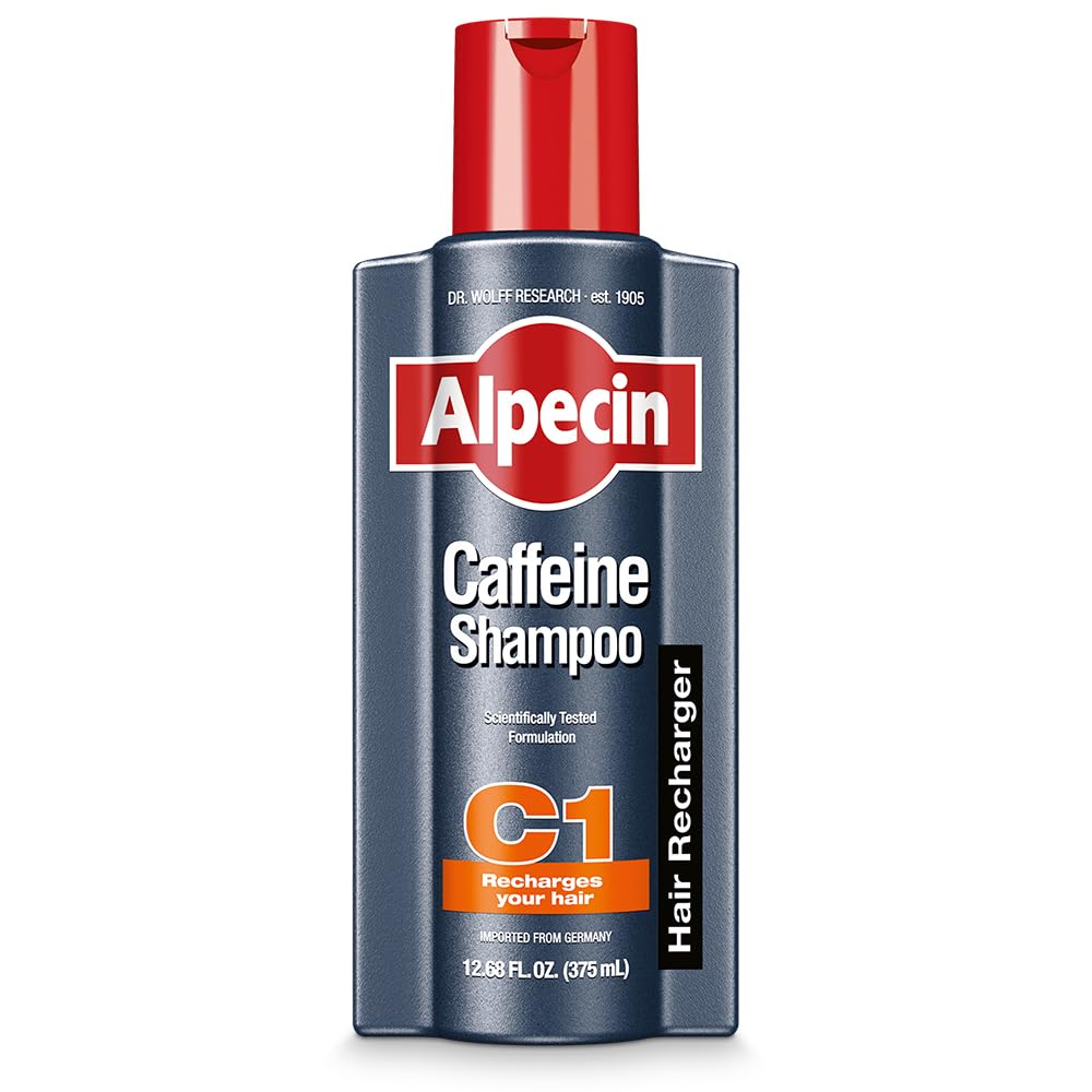 Alpecin C1 shampoo bottle front view signals caffeine formula for energizing scalp