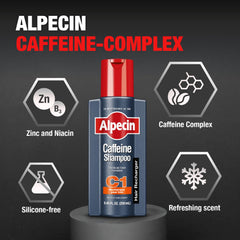 Alpecin C1 daily-use bottle on sink—easy morning routine.