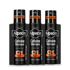 Alpecin Caffeine Shampoo C1 Black Edition bottle-front for energizing scalp care.