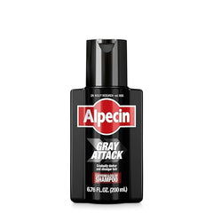 Alpecin Gray Attack foam application shows quick scalp coverage for natural shade.