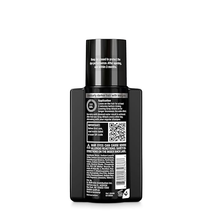 Alpecin Gray Attack scalp massage highlights calming daily care and color activation.