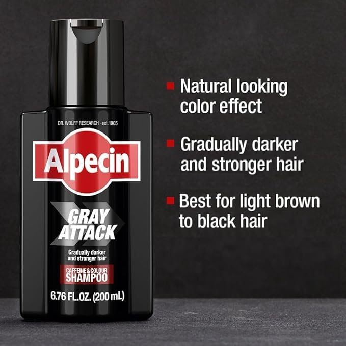 Alpecin Gray Attack shampoo-lather provides rich foam for even shade distribution.