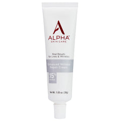 Alpha Skin Care Enhanced Wrinkle Repair Cream bottle shows anti-aging focus