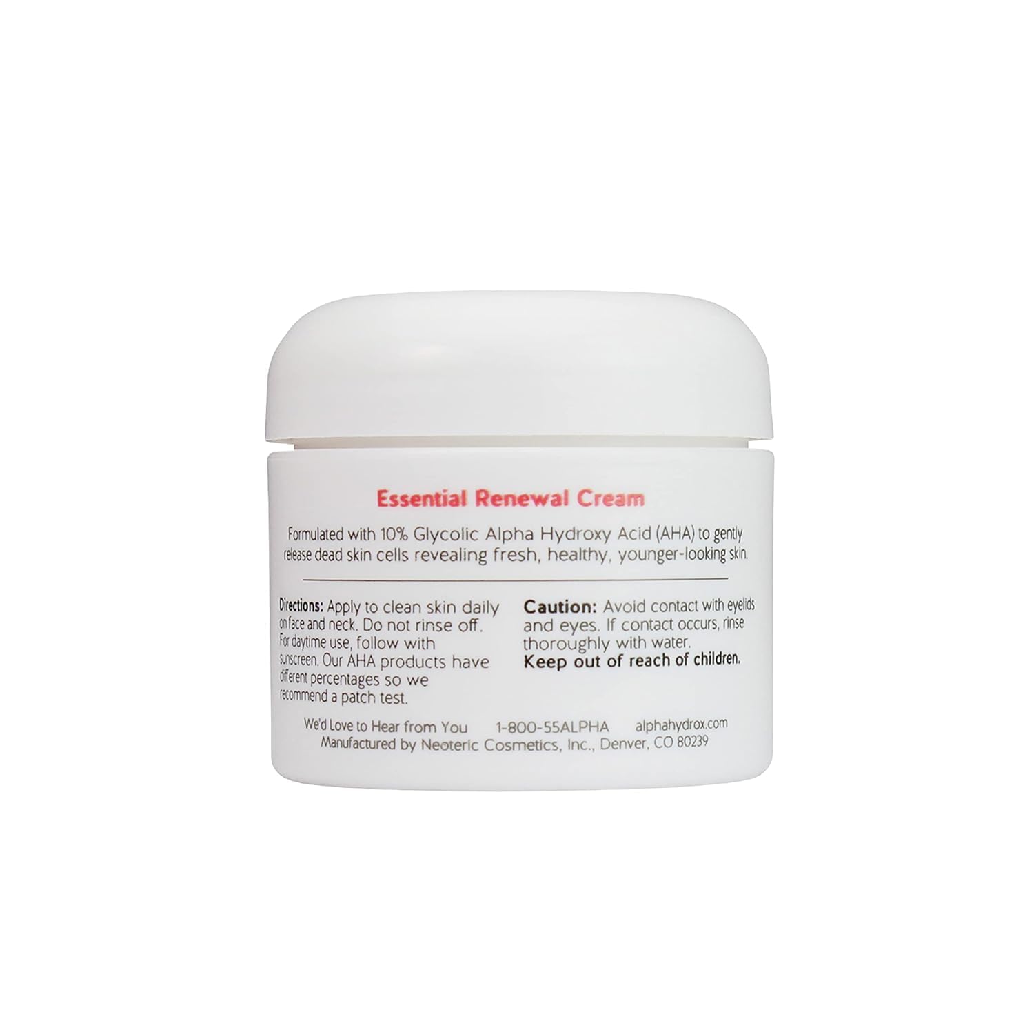 Alpha Skin Care Essential Renewal Cream applied to the face for daily renewal benefits.