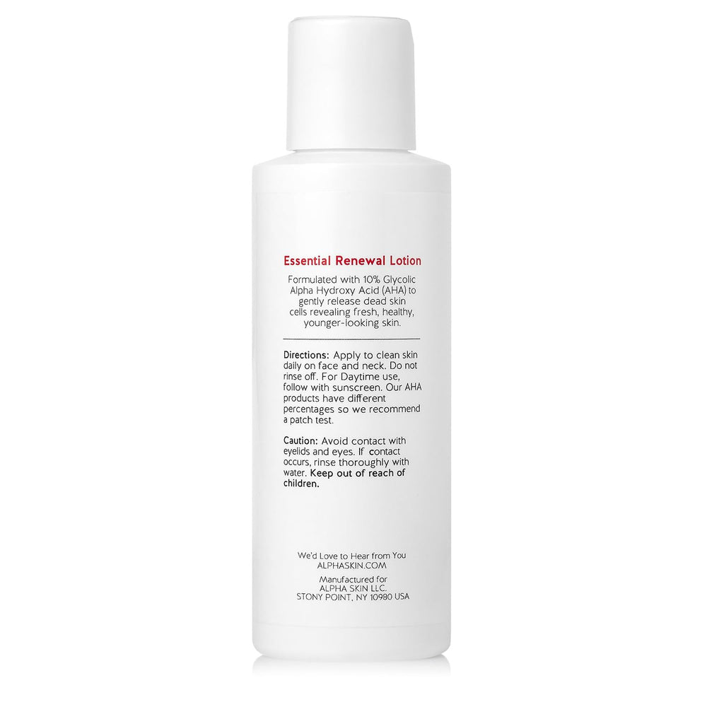 Alpha Skin Care Essential Renewal Lotion nourishes dry skin with vitamins and nutrients.