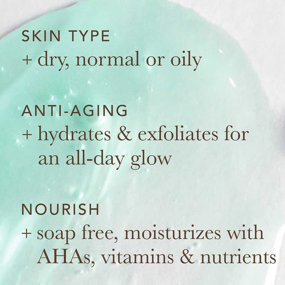 Alpha Skin Care moisturizing body wash glycolic-aha-label focuses on gentle exfoliation