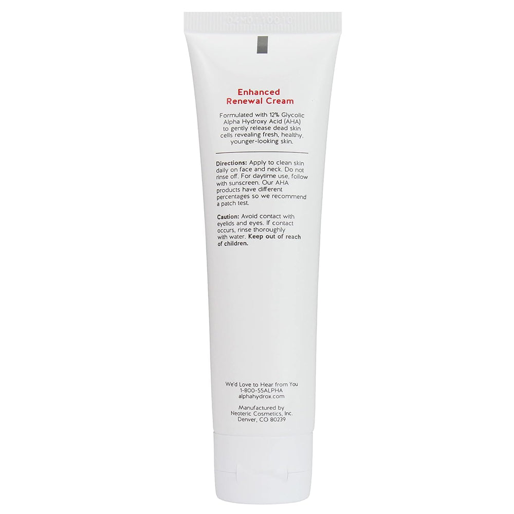 Alpha Skin Care Enhanced Renewal Cream packaging front highlighting anti aging formula.