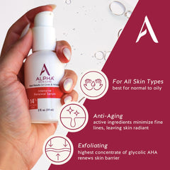 Alpha Skin Care Renewal Serum two-pack on vanity suggests value for daily use