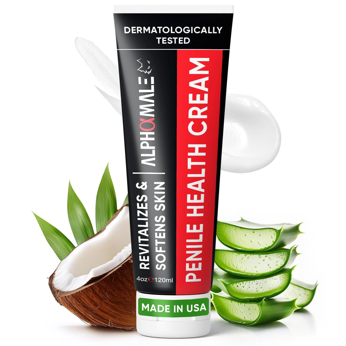 AlphaMale Premium Penile Health Cream bottle—fragrance-free hydration for sensitive skin.