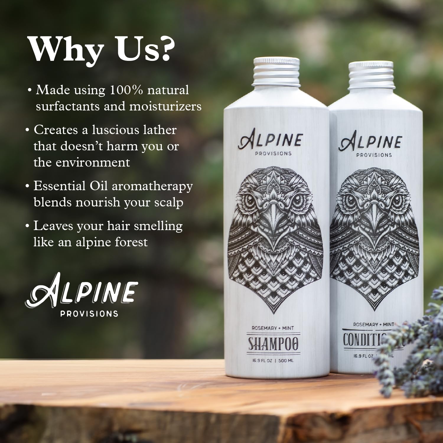 Alpine Provisions mint scent close-up hints at refreshing wash experience.