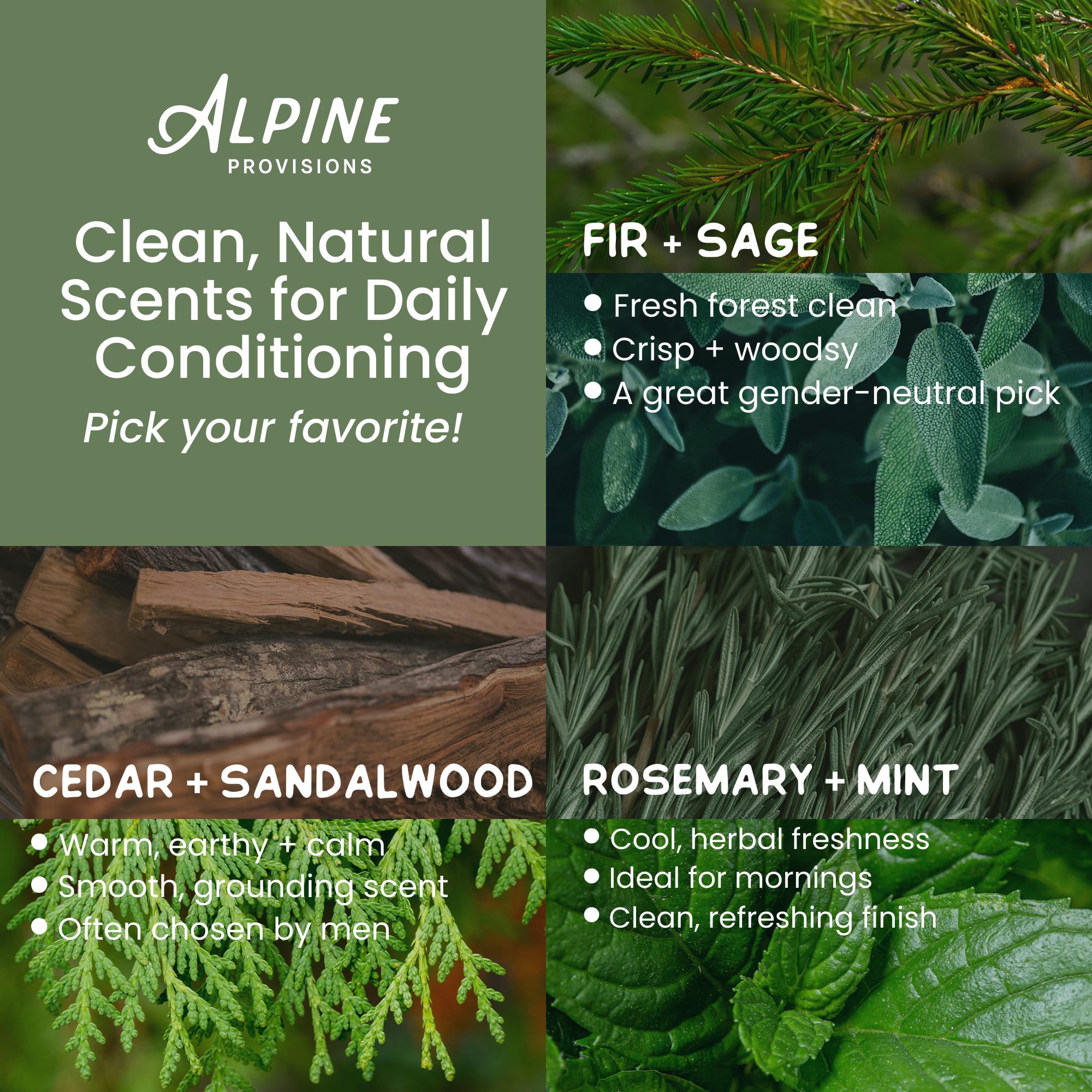 Plastic-free packaging signals eco-friendly Alpine Provisions conditioner.