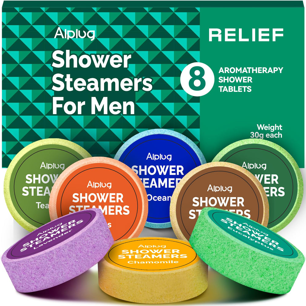 ALPLUG men's shower steamers 8-pack gift set for spa-like mornings.