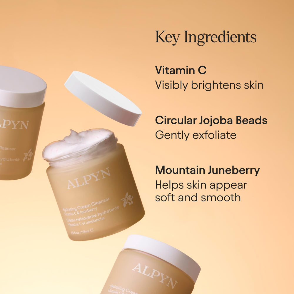 Alpyn Hydrating Cold Cream Cleanser exfoliates dry skin for smoother texture.
