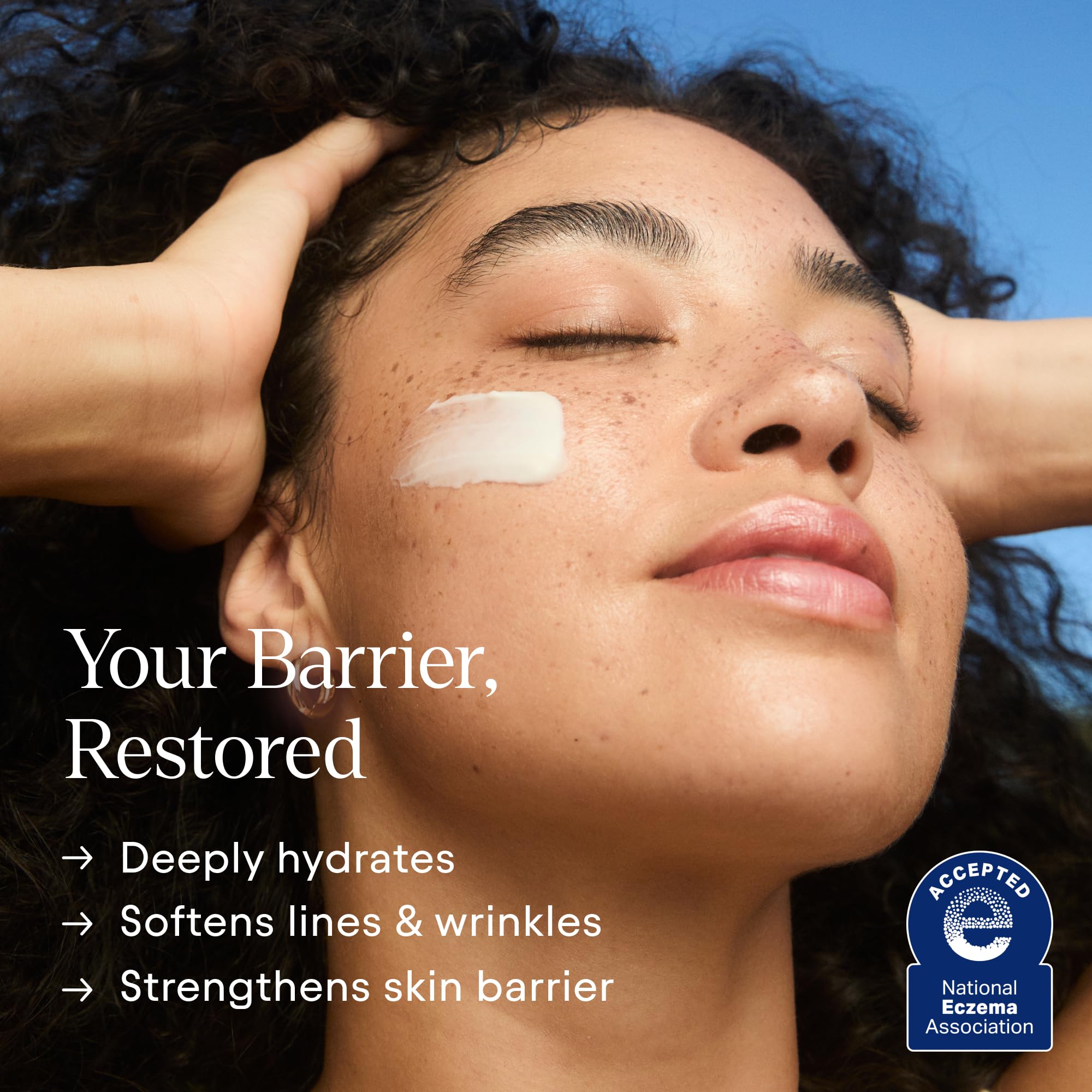 Alpyn Beauty moisturizer texture closeup highlights creamy, hydrating formula for calm skin