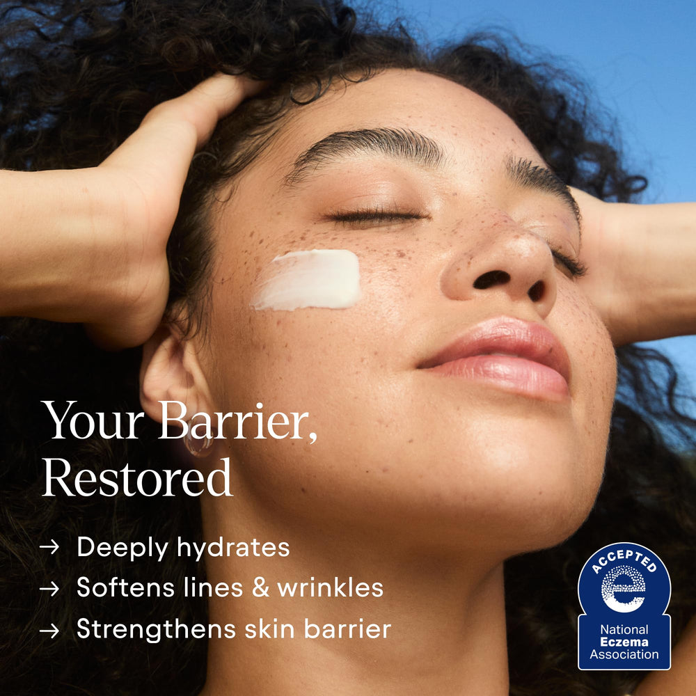 Alpyn Beauty moisturizer texture closeup highlights creamy, hydrating formula for calm skin