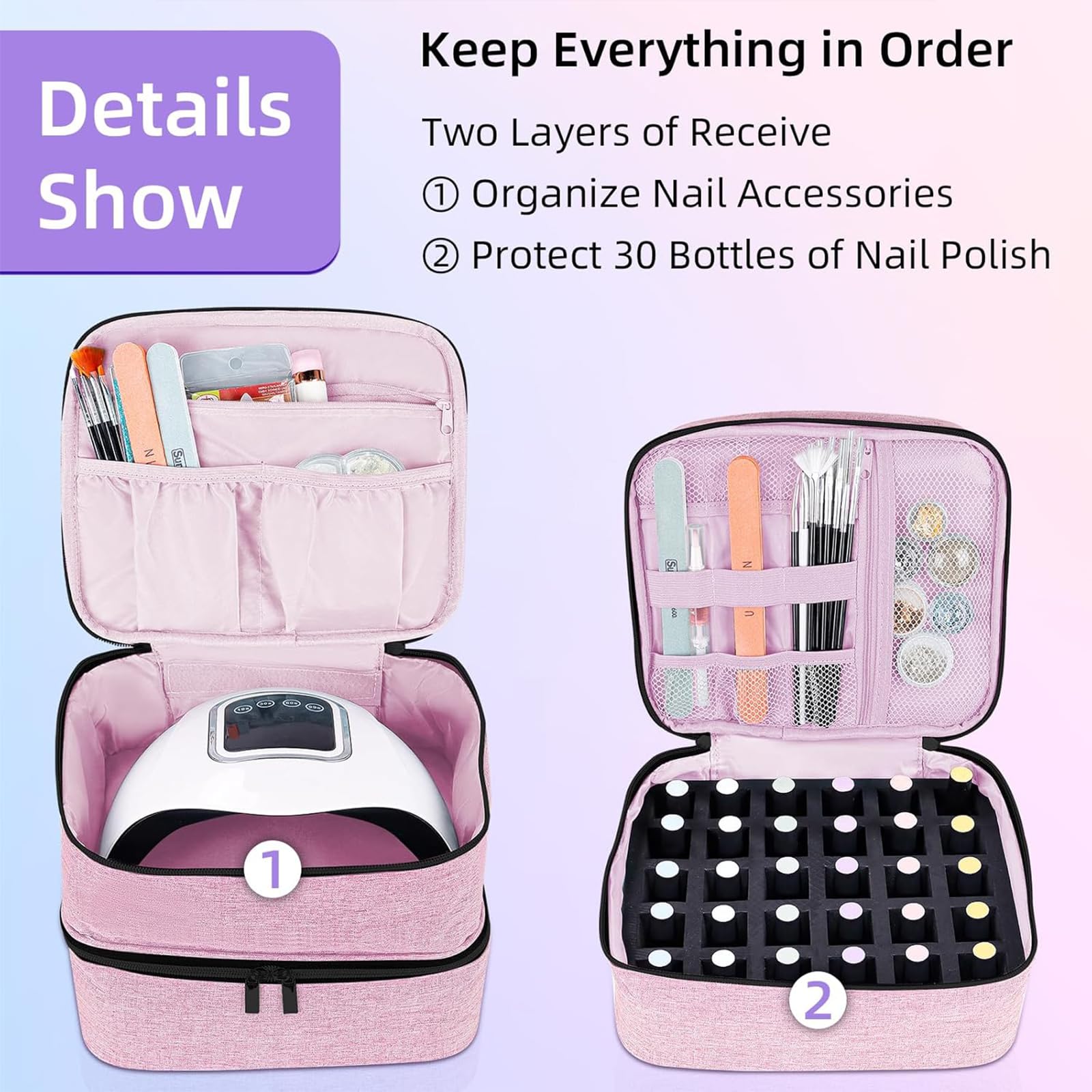 ALSLEA nail polish organizer foam-bottle protection prevents breaks and scrapes