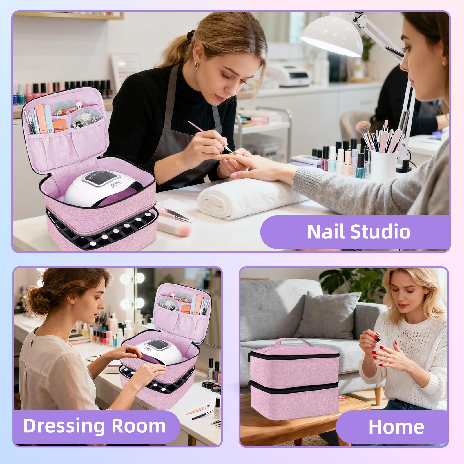 ALSLEA nail polish organizer holds 30 bottles securely in a bottom grid