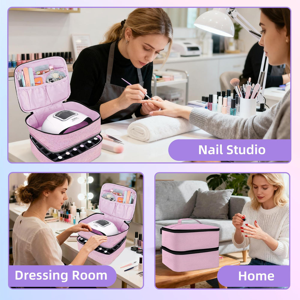 ALSLEA nail polish organizer holds 30 bottles securely in a bottom grid