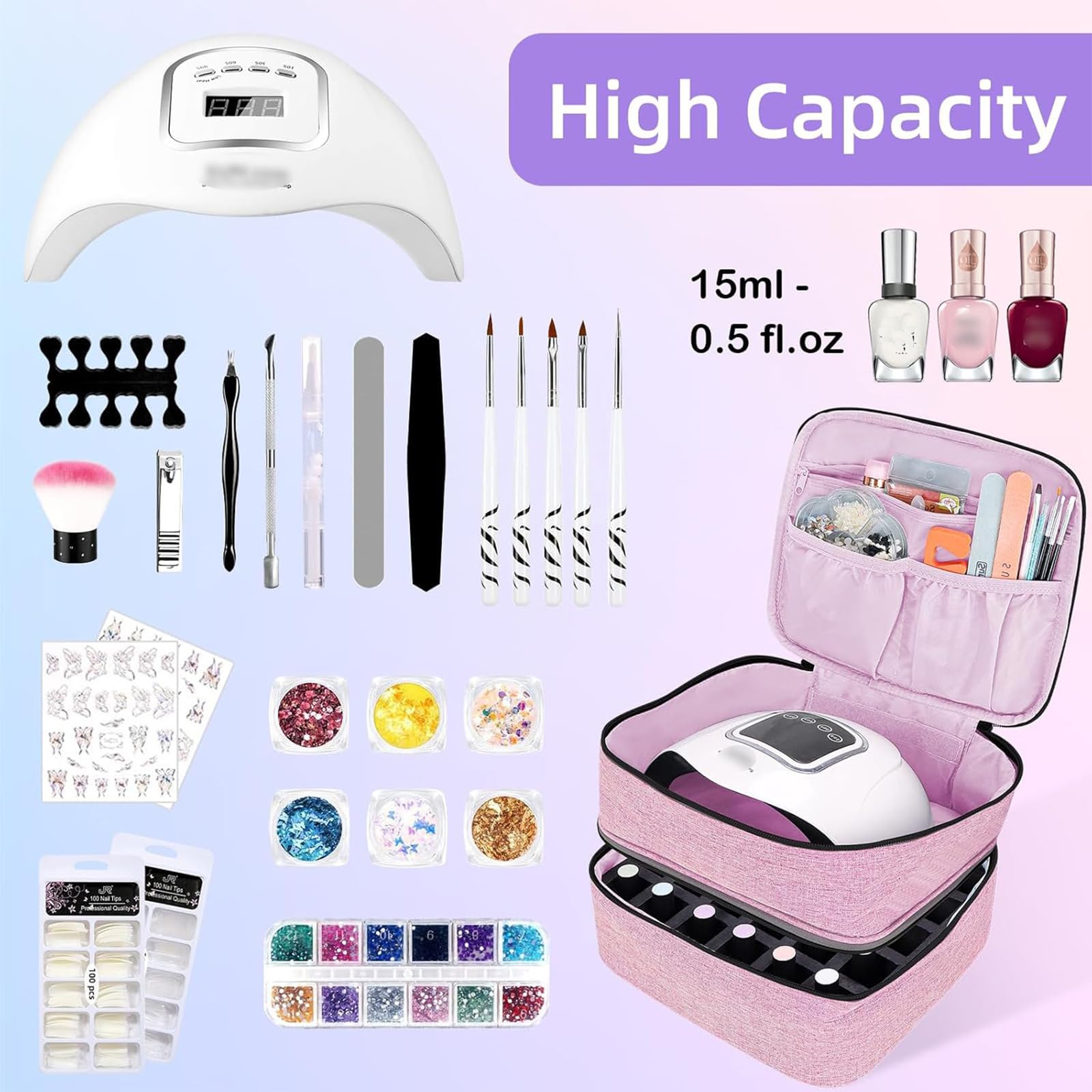 ALSLEA nail polish organizer interior compartments show flexible tool and polish storage