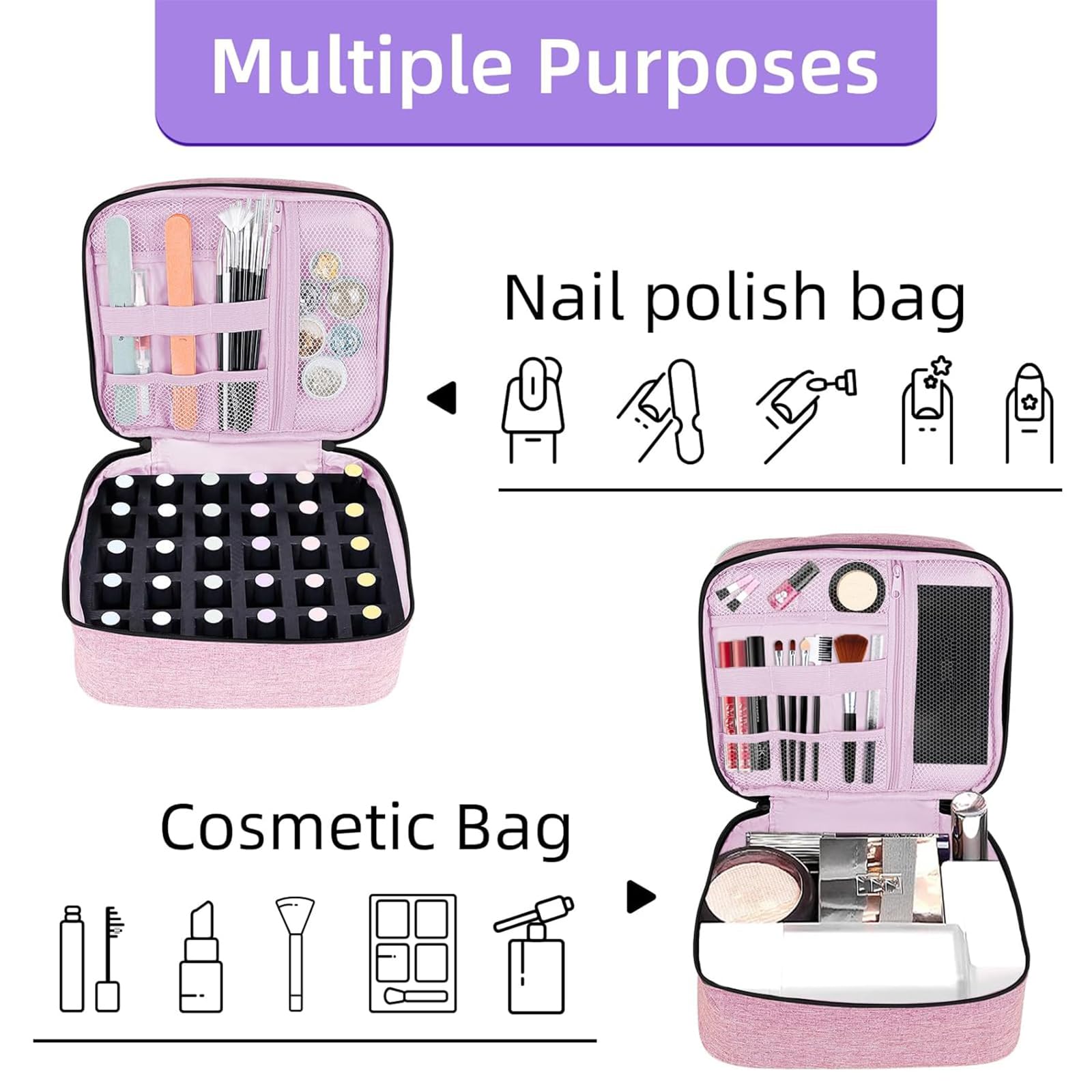 ALSLEA nail polish organizer pink color adds stylish storage to routines