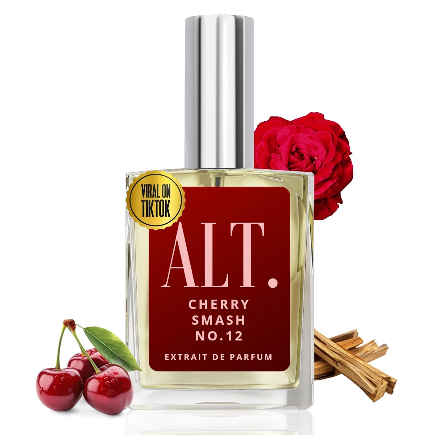ALT. FRAGRANCES Cherry Smash bottle closeup, a fruit-forward scent for versatile wear.