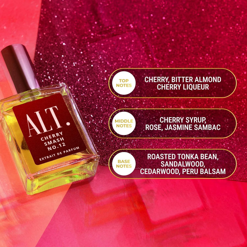 ALT. FRAGRANCES Cherry Smash label detail shows premium presentation and long-lasting allure.