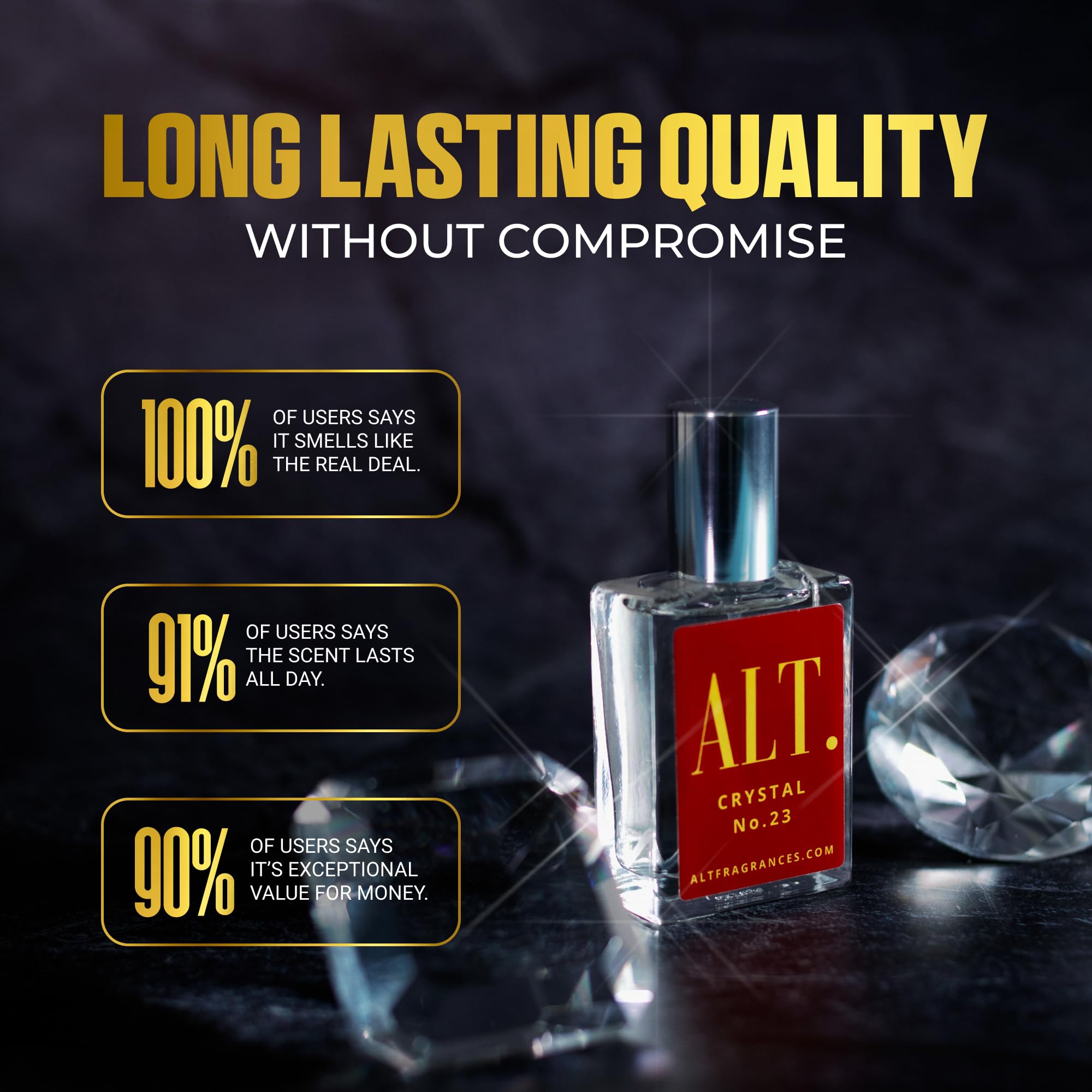 ALT Crystal No. 23 label detail suggests accessible luxury at a great value.