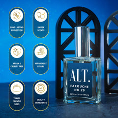 CAP close-up on ALT. FRAGRANCES Farouche No. 29 conveys premium design for gifting appeal.