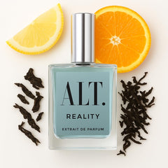 ALT. FRAGRANCES Reality 60ml extrait bottle with bold citrus and tea notes for everyday wear.