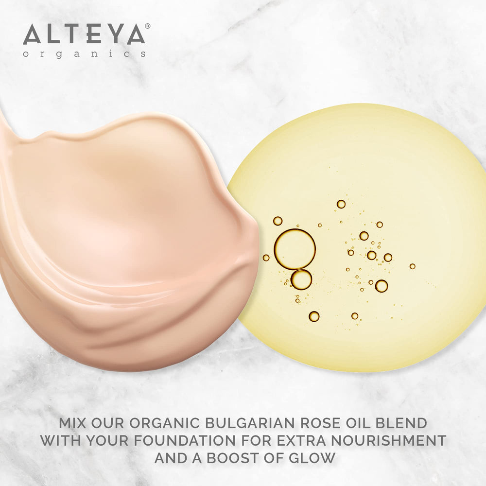 Alteya Organics rose oil hair treatment for softness and shine.