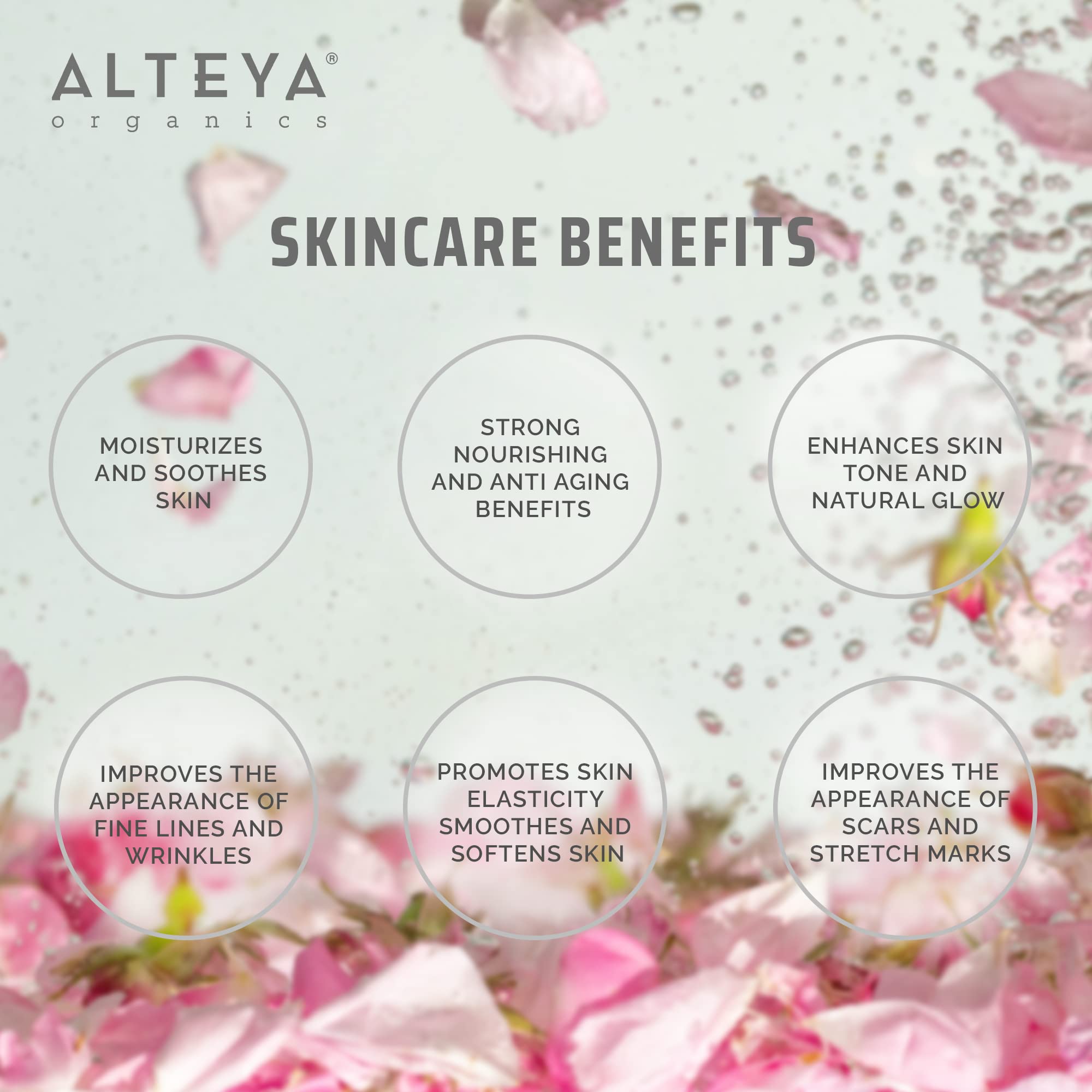 Alteya Organics rose oil skincare application for a balanced, glowing complexion.