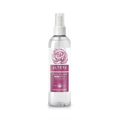 Alteya Organics Rose Water toner bottle for gentle facial toning and hydration.