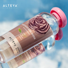Alteya Rose Water mist bottle used for refreshing skincare routine.