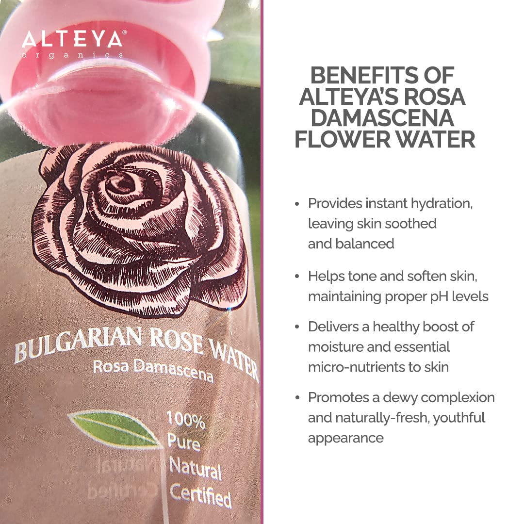 Alteya Rose Water aiding skin tone balance and hydration.