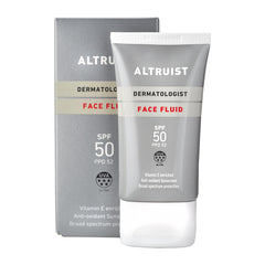 Altruist Dermatologist Sunscreen Fluid SPF50 bottle offers lightweight daily protection