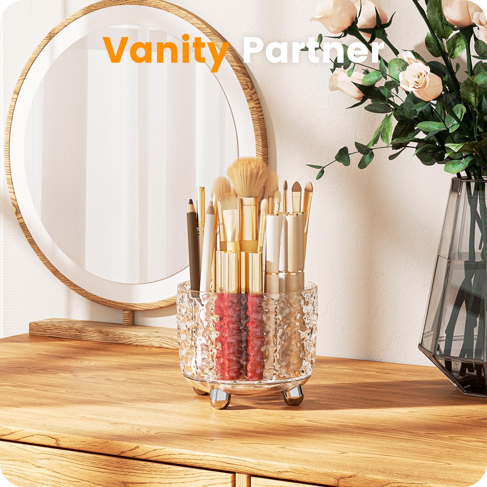 A-LuGei compact six-slot makeup organizer neatly arranged on a desk