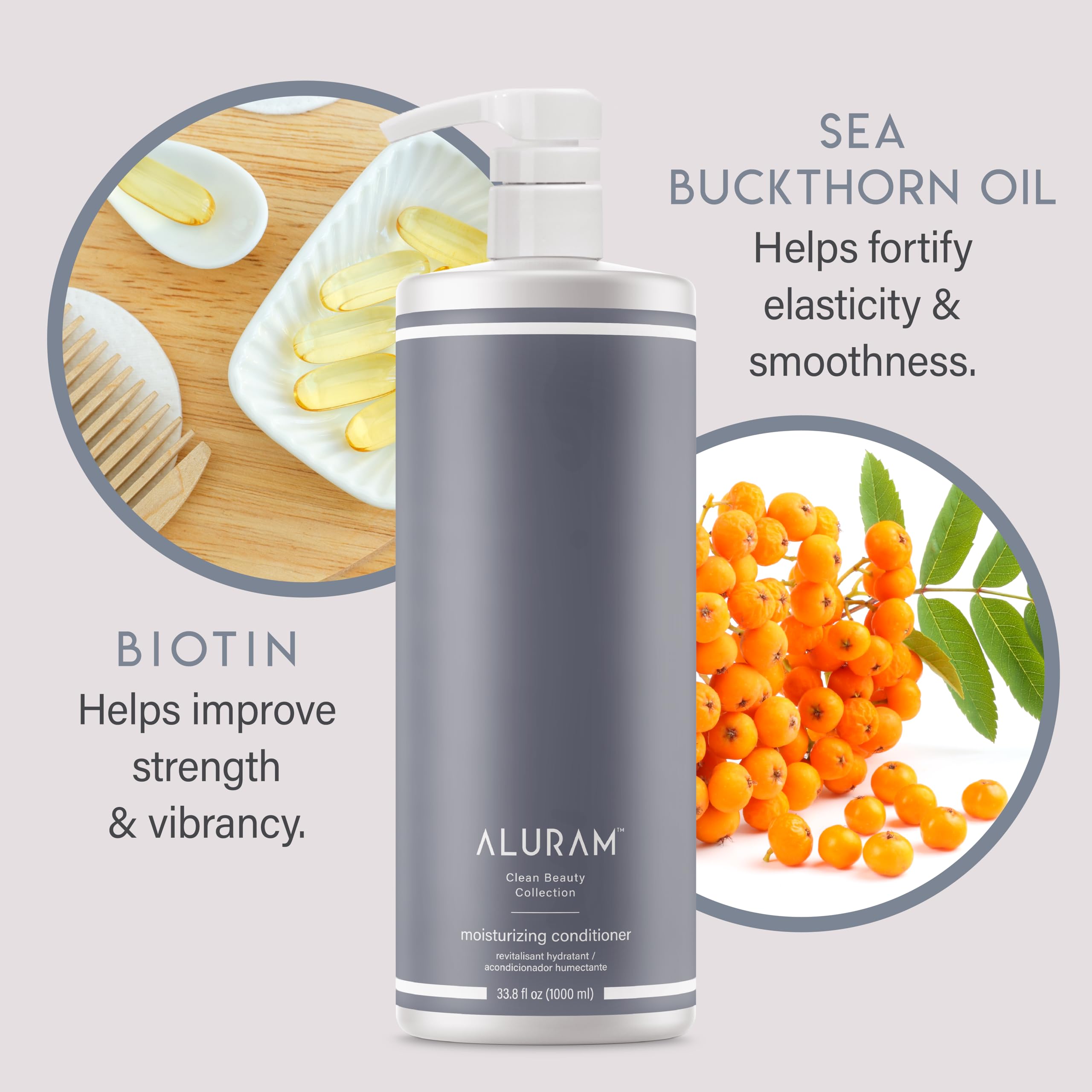 ALURAM conditioner on medium to coarse textured hair showing strength and shine