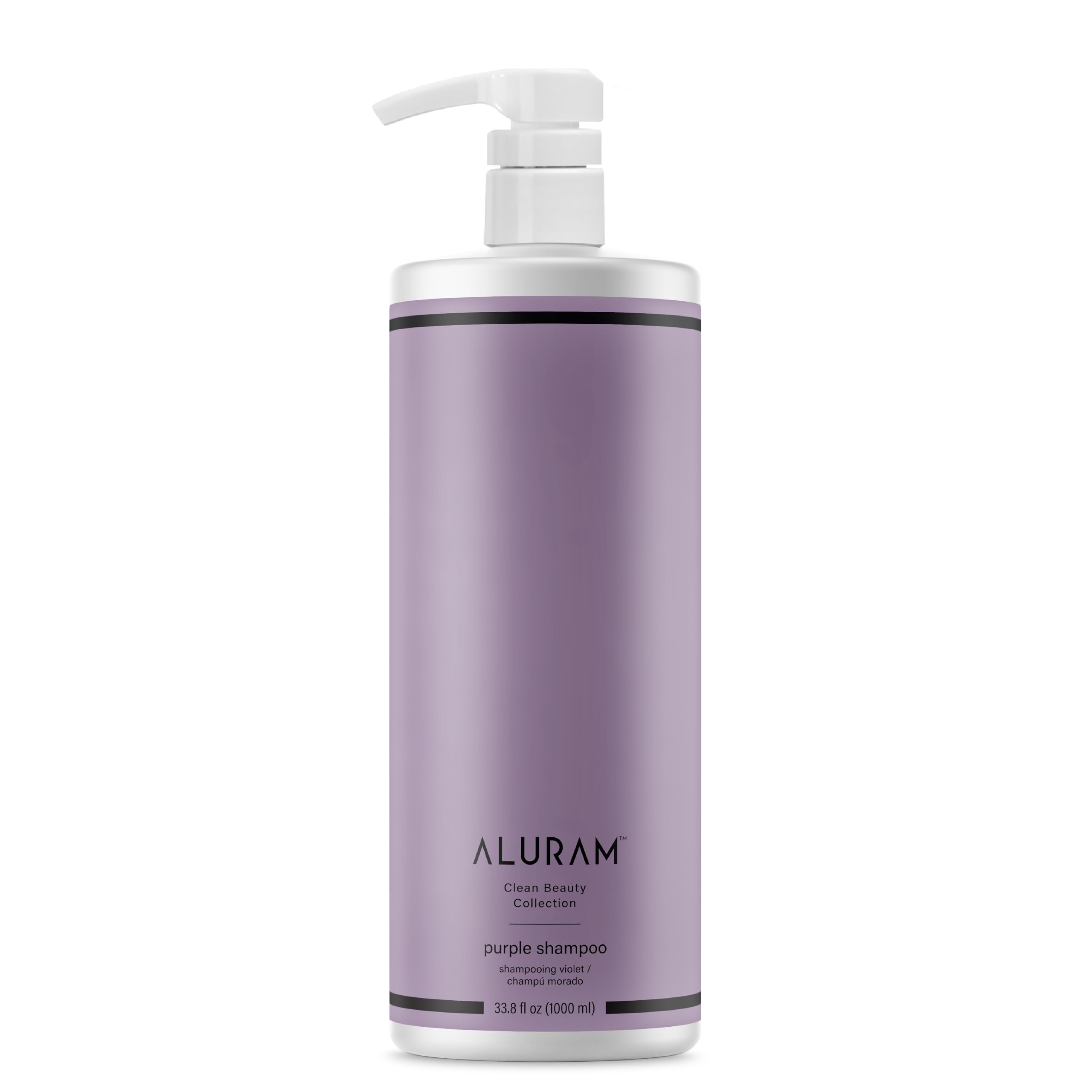 ALURAM Coconut Water Purple Shampoo bottle front highlights vibrant color and hydration for cool blonde tones.