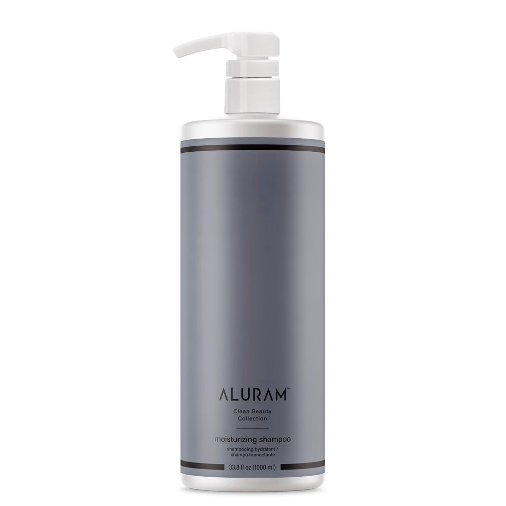 ALURAM Coconut Water Shampoo bottle pouring highlights hydration and shine