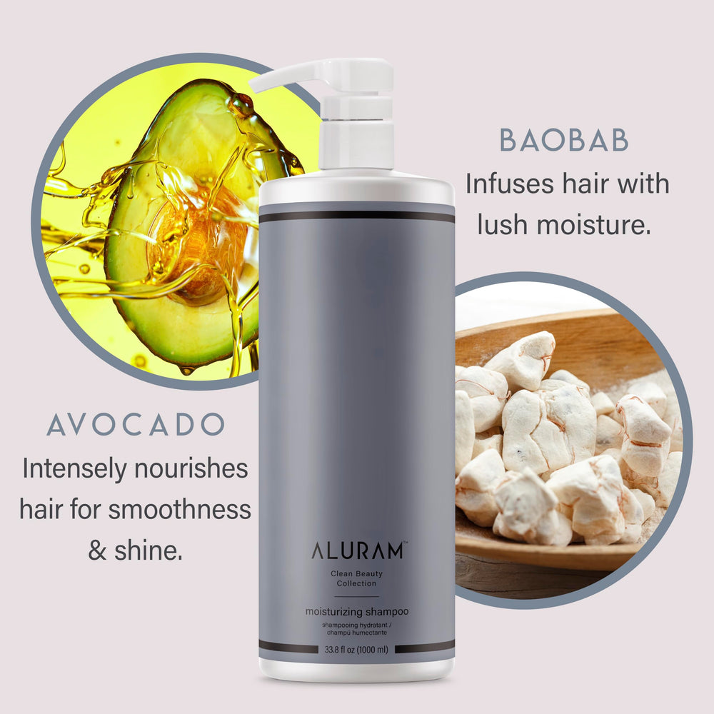 ALURAM Coconut Water Shampoo with baobab and avocado oils nourishes hair