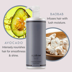 ALURAM Coconut Water Shampoo with baobab and avocado oils nourishes hair