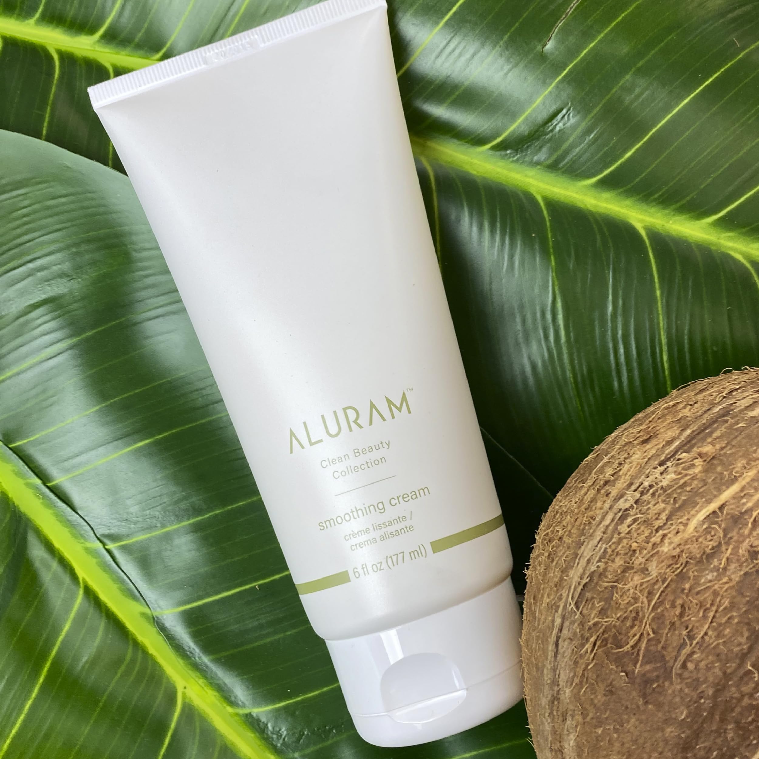 ALURAM Coconut Water Smoothing Cream application on hair shows easy smoothing and tangle-free styling.